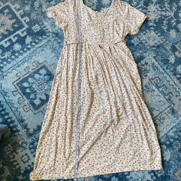 90s Yellow Floral Midi Dress | Basic Editions - Picture 6 of 11